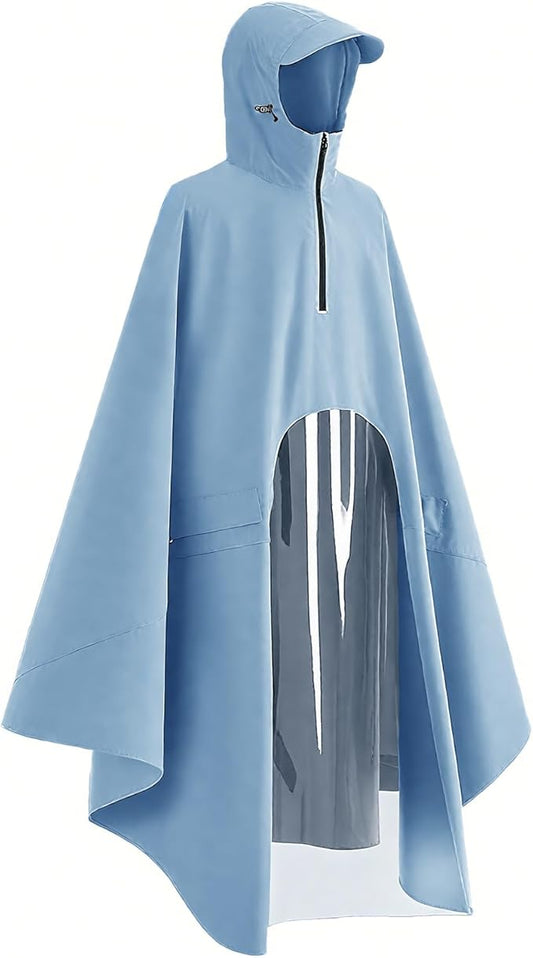 Rain Poncho Bike Bicycle, Reusable Round Electric Scooter Rain Poncho with Clear Panel, Unisex for Hiking Travelling