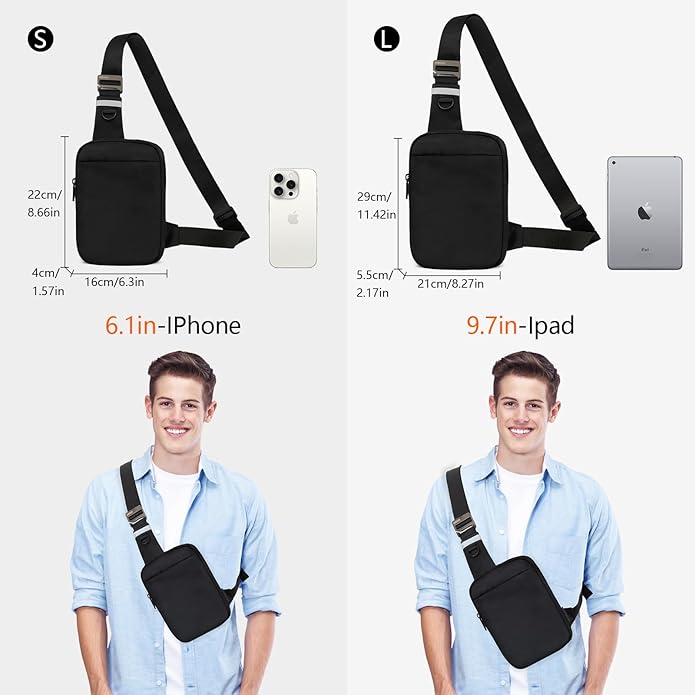 Small Sling Bag for Men and Women with RFID Pocket, Anti Theft Crossbody Chest Bag Casual Travel Bag for Hiking