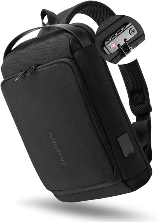 Kingsons Anti-theft Sling Backpack with Lock& Charger for Men