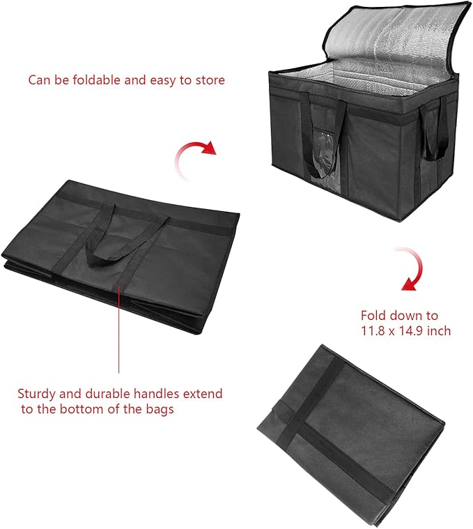 Yalin XXXL Large Insulated Cooler Bag, Styrofoam Cooler of Keep Food Hot or Cold, Reusable Double Zipper Food Delivery Bag for Grocery Shopping, 23" W x 15" H x 14" D