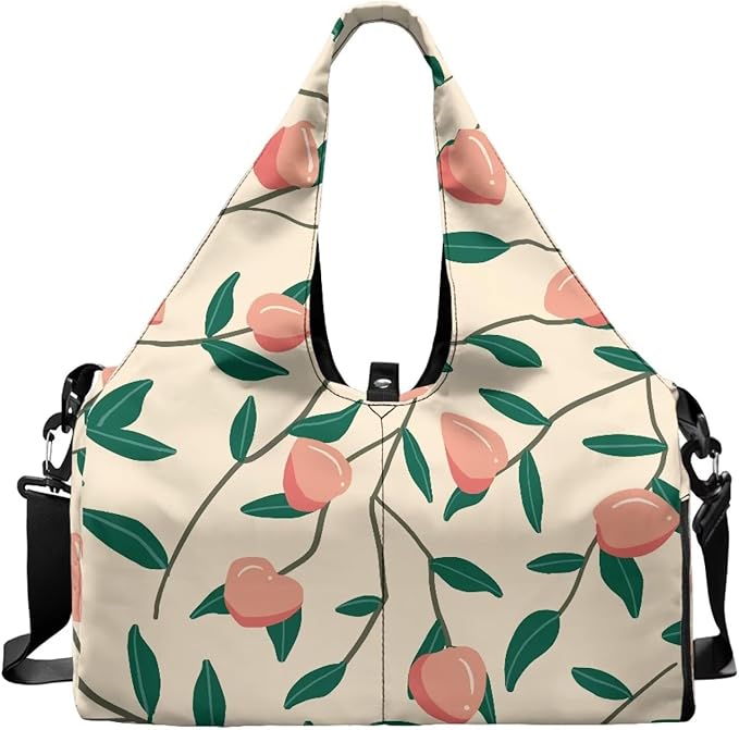 Travel Duffle Bag with Shoe Compartment, Wet Dry Storage Pockets, Peach Gym Bags for Women Yoga Mat Portable Weekender Bags for Camping Fishing Cycling