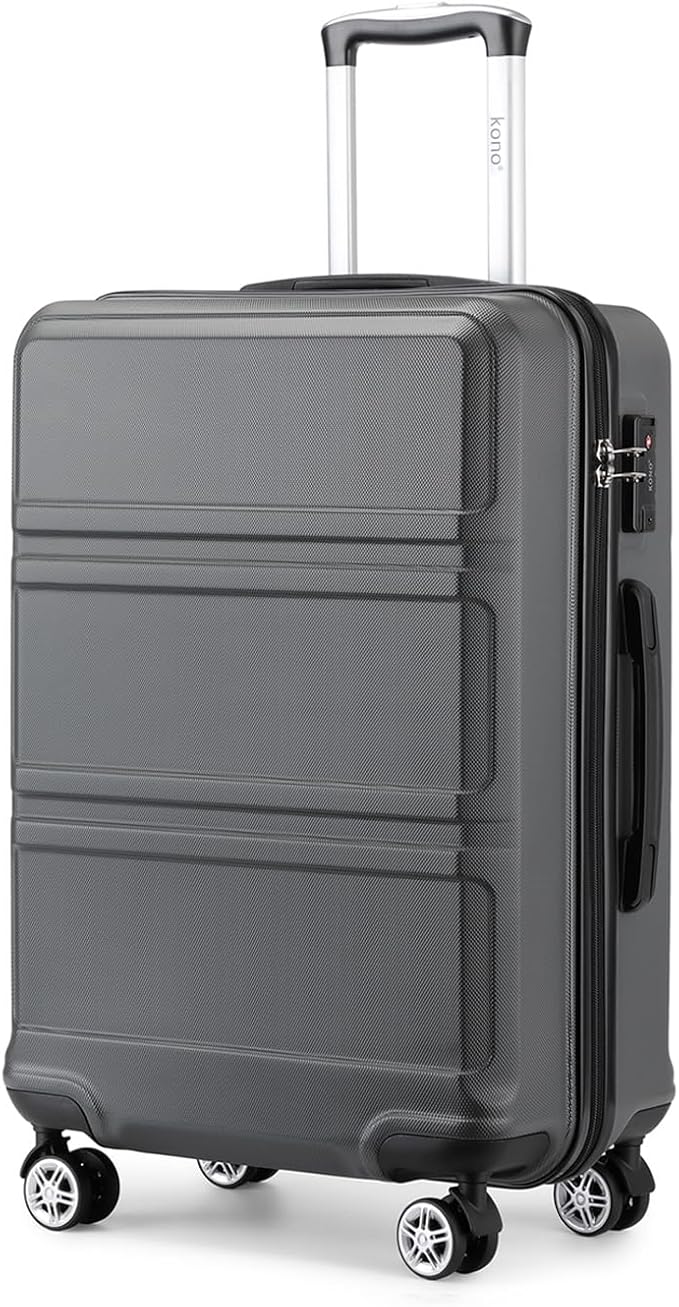 Kono 20" Carry on Luggage with Spinner Wheel TSA Lock, Lightweight PC+ABS Hardside Luggage Durable Small Carry on Suitcase Grey