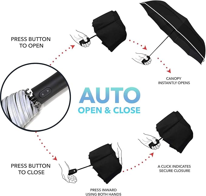 MRTLLOA 42/49 Inch Compact Travel Essentials Umbrella for Rain, Lightweight, Portable, Automatic, Strong, Waterproof Folding Umbrellas for Women, Men and Teenagers