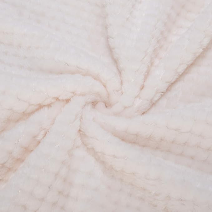 Fuzzy Throw Blanket, Plush Fleece Blankets for Adults, Toddler, Boys and Girls, Warm Soft Blankets and Throws for Bed, Couch, Sofa, Travel and Outdoor, Camping (40”×60”, Cream)