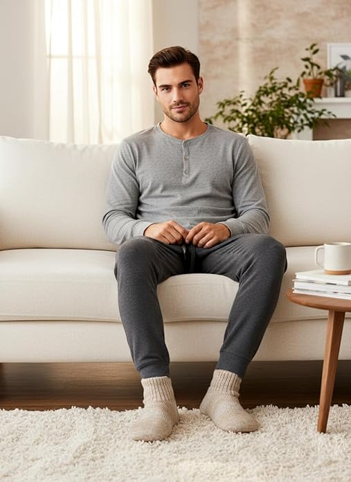 Cozylook Men's Slipper Socks with Grips, Fuzzy Indoor Slippers for Men, Soft Warm Winter Socks with Non-slip Soles