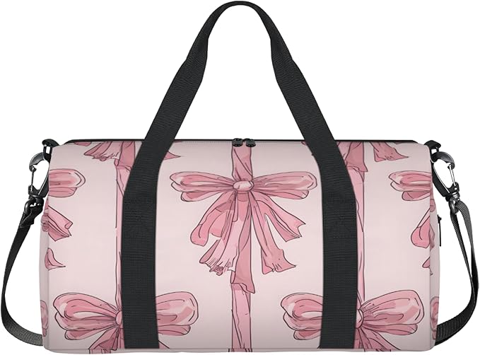 Bow Tie Overnight Travel Bag Unisex Pink Carry-On Size Tote Bag Suitable for Travel Duffle Gym Sports