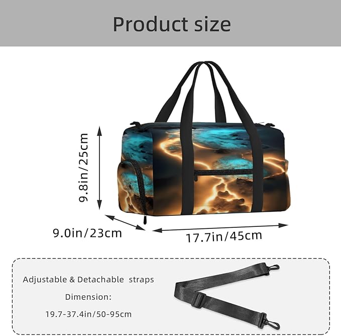 View under the moon Print Gym Bag with Shoe Compartment for Women Men, 17.7in Sports Duffle Weekender Tote, Overnight Travel Duffel Bag Carry On