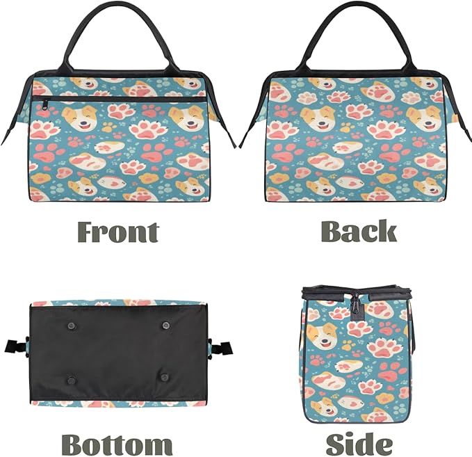 Dog Pawprint Overnight Weekender Bag for Women Men Travel Duffel Bags Waterproof Luggage Carry on Sports Yoga Gym Bag