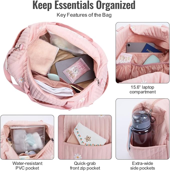 Women’s Travel Duffel Bag – Large Weekender & Overnight Travel Bag with Wet Pocket, Carry-On Friendly, Ideal as Hospital or Maternity Bag for Labor and Delivery