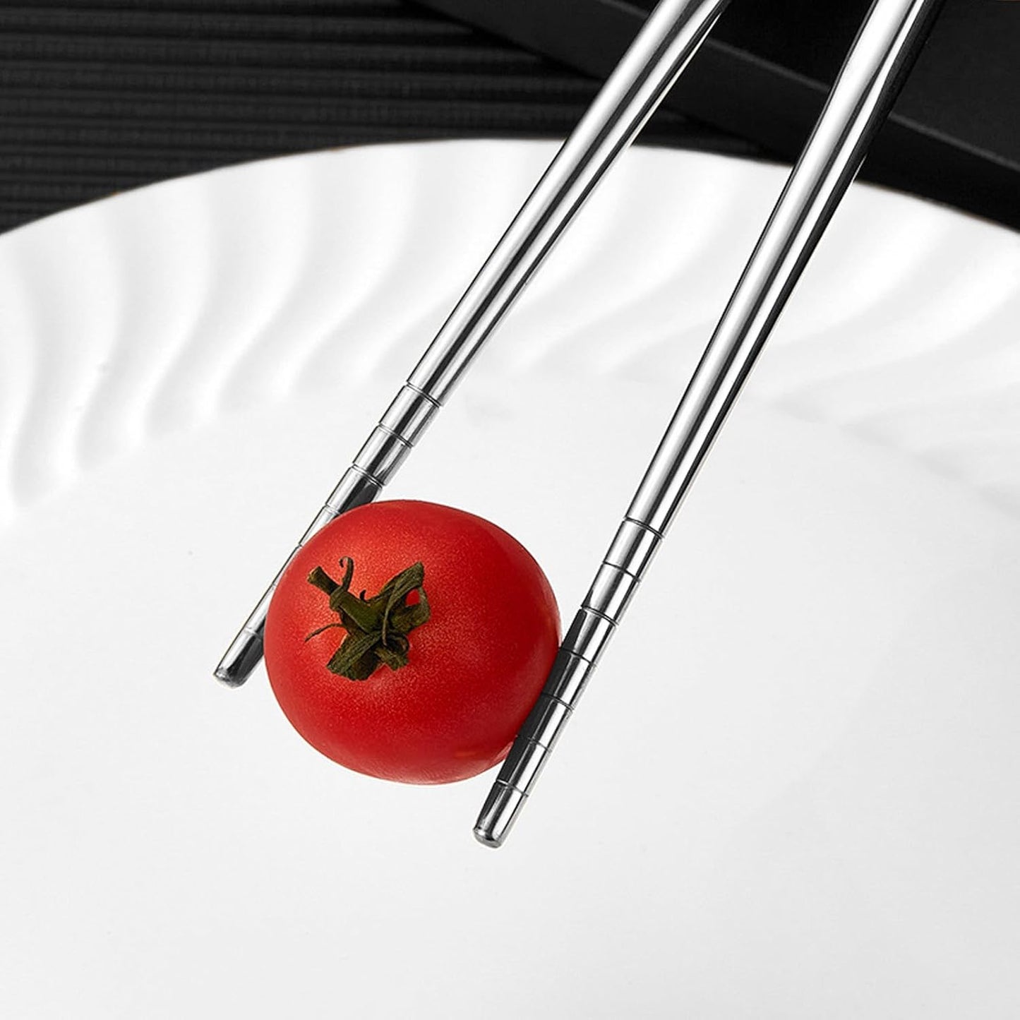 VANRA 4-Piece Portable Travel Utensils Set with Case 18/8 Stainless Steel Flatware Set Reusable Cutlery Set with Fork Spoon Knife Chopstick for Lunch Travel Camping School Work Picnic (Pink)