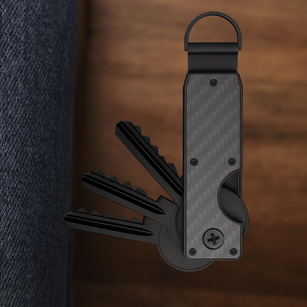 Key Organizer, Minimalist Silent Key Fob, Compact EDC Key Chain, Silent Key Chain with Ring Buckle - Holds up to 2-6 Keys