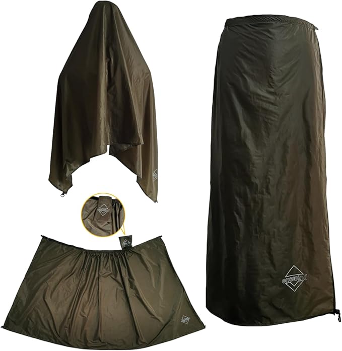 onewind Rain Skirt, Half Poncho Waterproof Ultralight Nylon Rain Kilt Windproof Rainwear Liner for Riding Camping Hiking
