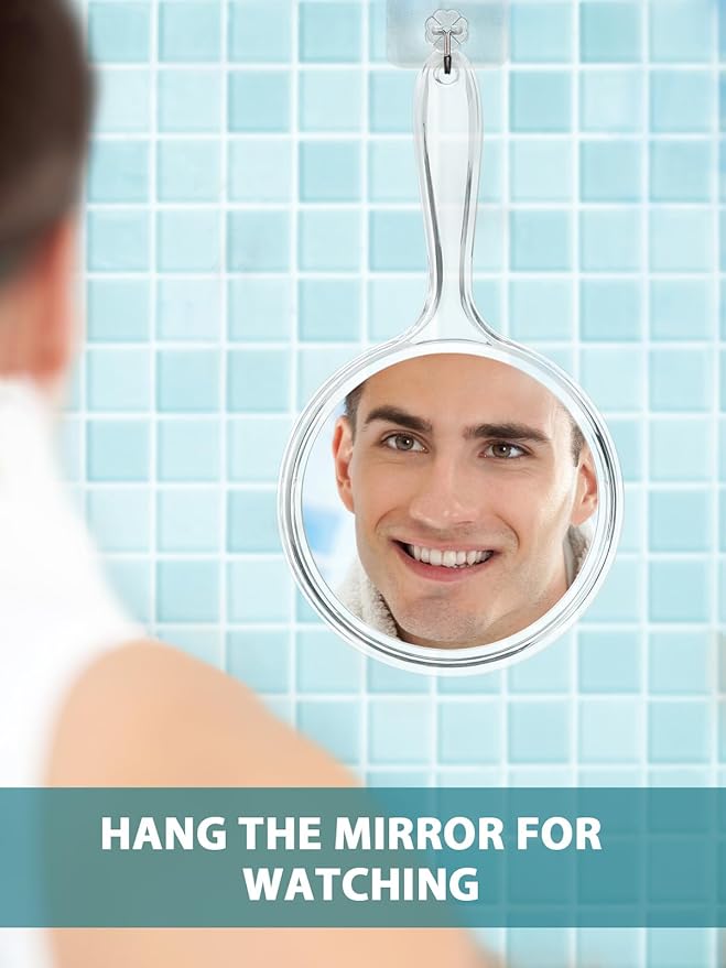 Hand Mirror, Double-Sided 1X/30X Magnifying Mirror with Handle, Acrylic, 8.3" L x 4.5" W, Clear, Pack of 1