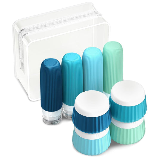 Travel Bottles for Toiletries 8 Pack, TSA Approved 3 oz Travel Containers with Clear Bag, Leak Proof Silicone Squeezable Essentials Jars