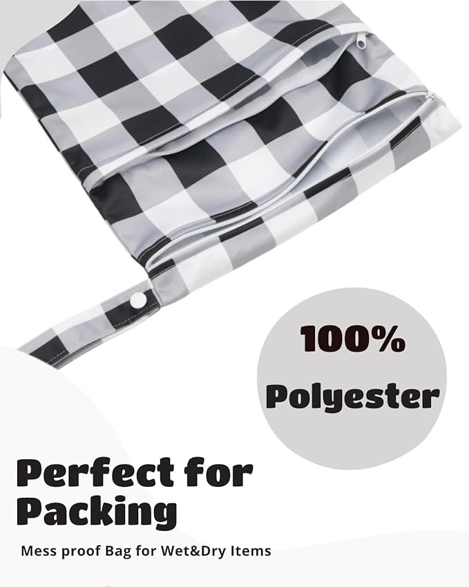 Wet Dry Bag Reusable Waterproof Swimming Bag Travel Beach Pool Yoga Gym Bag for Baby Cloth Diaper Swimsuits Wet Clothes Two Zipper Pockets 3 Pack 3L22