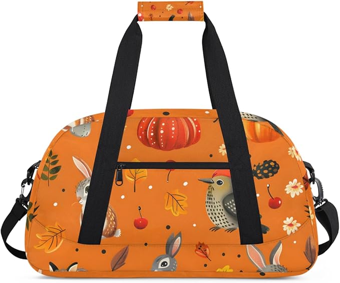 Rabbit Pumpkin Kids-Duffel-Bags Gymnastics Dance Bag Carry-On Overnight Travel Gym Lightweight Dance Sports Bags For Girls Boys Kids，