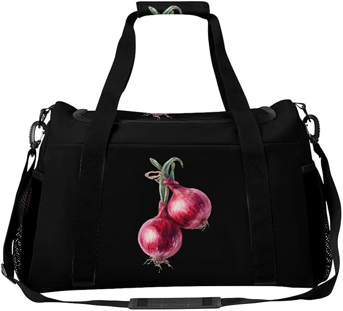 Red Onions Duffle Bag Gym Bag for Workout Travel Tote with Detachable Straps
