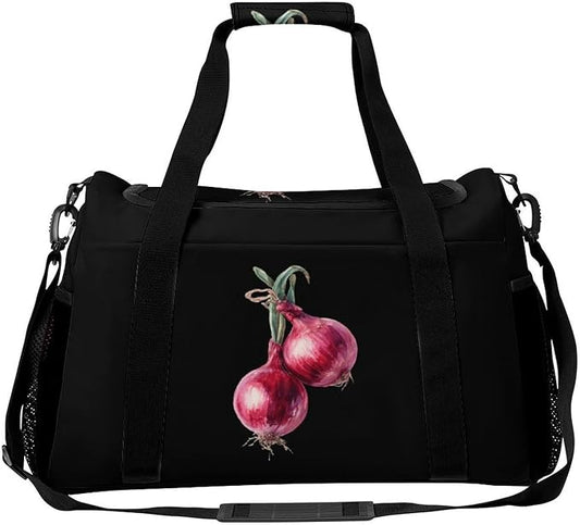 Red Onions Duffle Bag Gym Bag for Workout Travel Tote with Detachable Straps