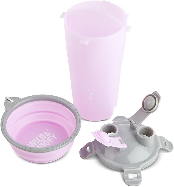 Wild & Woofy Break Time 2-in-1 Pet Travel Bottle and Collapsible Bowl - Lilac