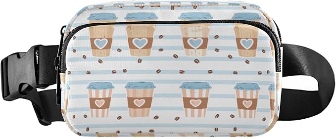 Kawaii Coffee Beans Fanny Pack for Women Men Water Resistant Fashion Waist Packs with Adjustable Strap Belt Bag for Travel Workout Jogging Hiking 21219217