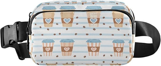 Kawaii Coffee Beans Fanny Pack for Women Men Water Resistant Fashion Waist Packs with Adjustable Strap Belt Bag for Travel Workout Jogging Hiking 21219217