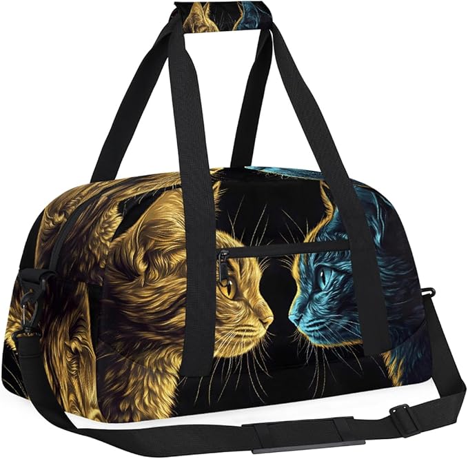 Travel Duffle Bag for travel duffle bag sports Girls Boys Kids Warm Cool Colors Cat Lightweight Overnight Sleepover Weekender Bags Small Dance Gym Sport Bag Teens Carry-On Size Workout Bag