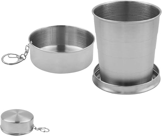 8.45oz Collapsible Travel Cup, Stainless Steel Folding Camping Cup for Hiking Picnic and other Outdoor Activities, 250ml