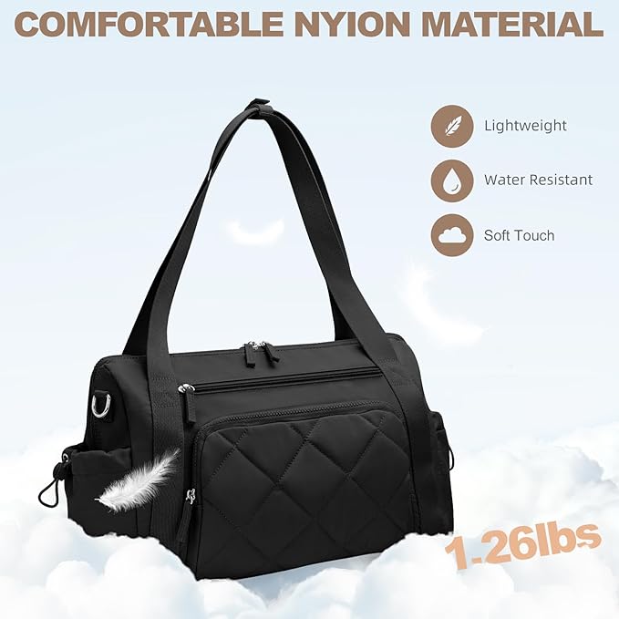 SYTRAH Gym Bag for Women, Duffle Weekender Bags for Travel, Lightweight Weekender Tote with Wet Pocket for Sports, Workout and Dance Black