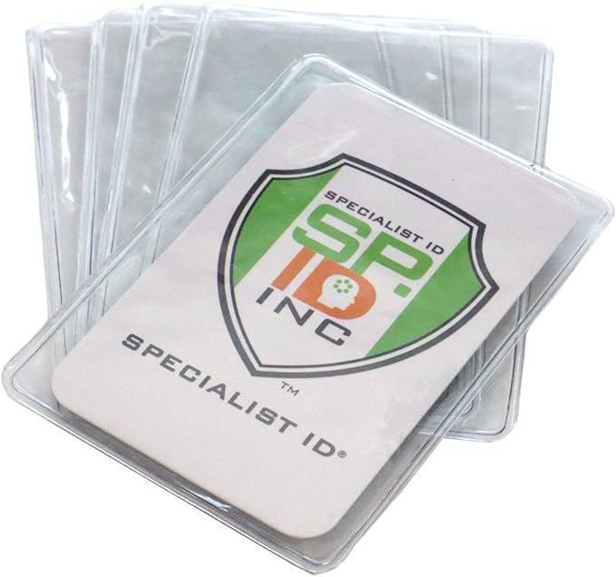 5 Pack - Premium Medicare Card Protector Sleeves - Durable 2 ⅜ X 3 ⅜ Business Card Holders - Clear Vinyl Plastic Covers for Insurance & Social Security Metro & License or Credit Cards by Specialist ID