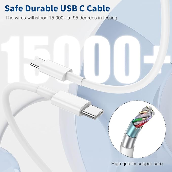 Dual Port 45W iPhone 17 16 15 Fast Charger Block and 6ft 10ft Type C to USB C Cable Cord Long, iPad Wall Charging Plug Cube Brick for Apple iPhone 17 Pro Max/17 Air/16 e/16 Pro/15 Plus/15 Mini/Samsung