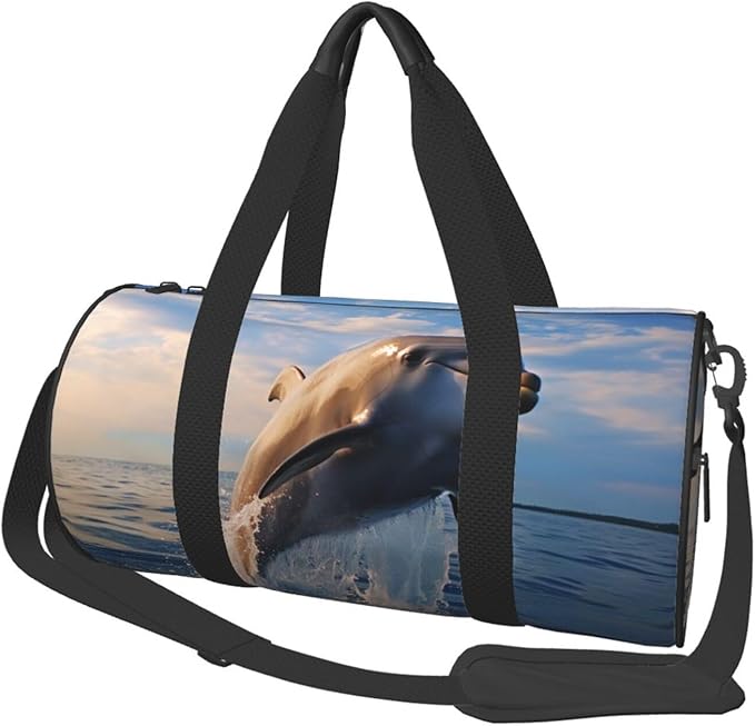 Travel Duffel Bag Lightweight Carry On Weekender Overnight Bags Cute dolphin Sports Tote Gym Backpack with Adjustable Strap Hospital Bags Foldable Luggage Bag for Women Men