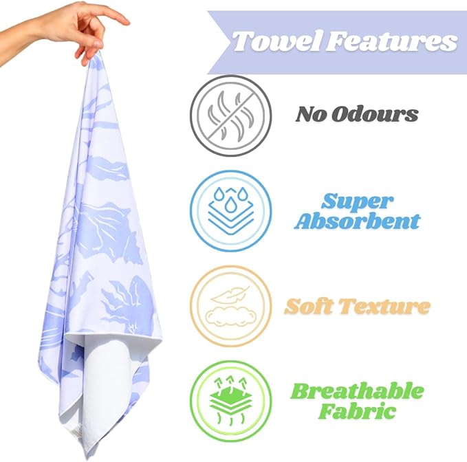 Oceanic Wonders Microfiber Beach Towels Quick Dry Towel,Travel Beach Towel for Swimming Pool, for Kids Adult,63’’ x 31’’, with A Unique Design,Includes Bag. (Lavander)