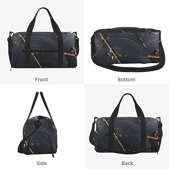Enchanted Plant Leaves Print Gym Bag with Shoe Compartment for Women Men, 17.7in Sports Duffle Weekender Tote, Overnight Travel Duffel Bag Carry On