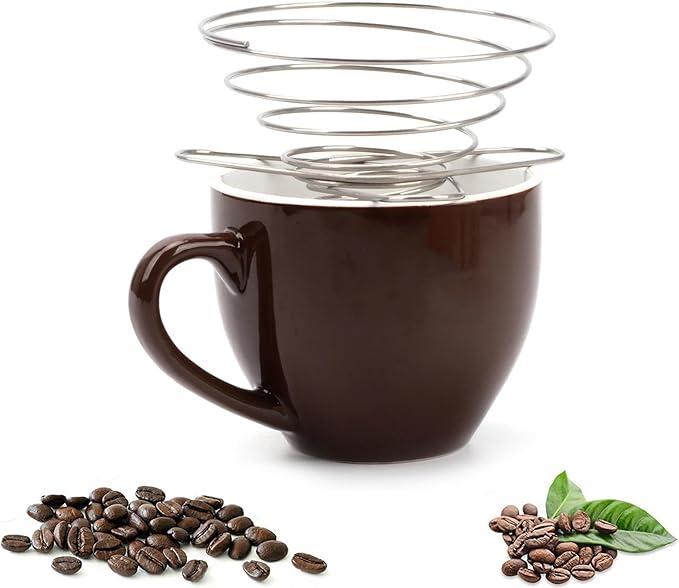 SUEIANNMN Collapsible Pour Over Coffee Dripper Filter Holder, 1-2 Cups, Folding Stainless Steel Reusable Coffee Cone Filter Portable Compact for Office Home Travel Picnic Camping Helix Style
