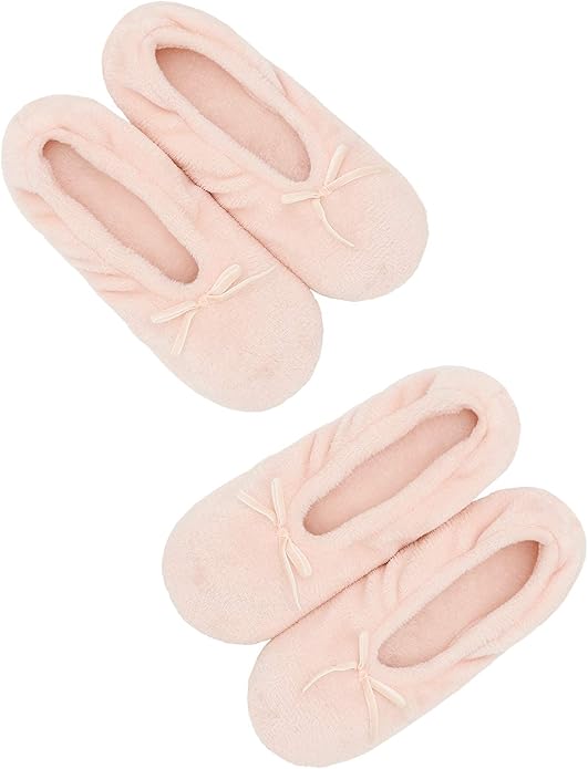 DICUIRD Women's Ballerina Slippers Lightweight House Slippers with Stretchable Heel Design