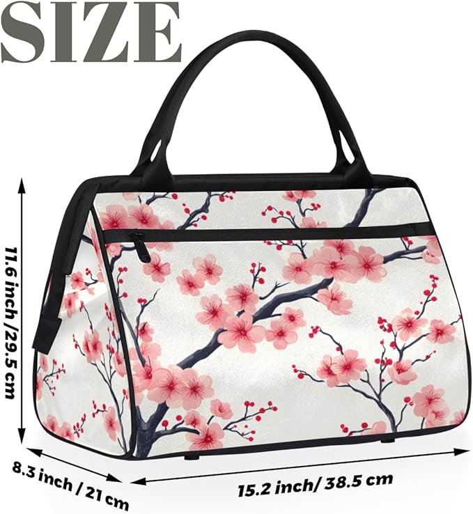 Pink Plum Blossom Overnight Weekender Bag for Women Men Travel Duffel Bags Waterproof Luggage Carry on Sports Yoga Gym Bag