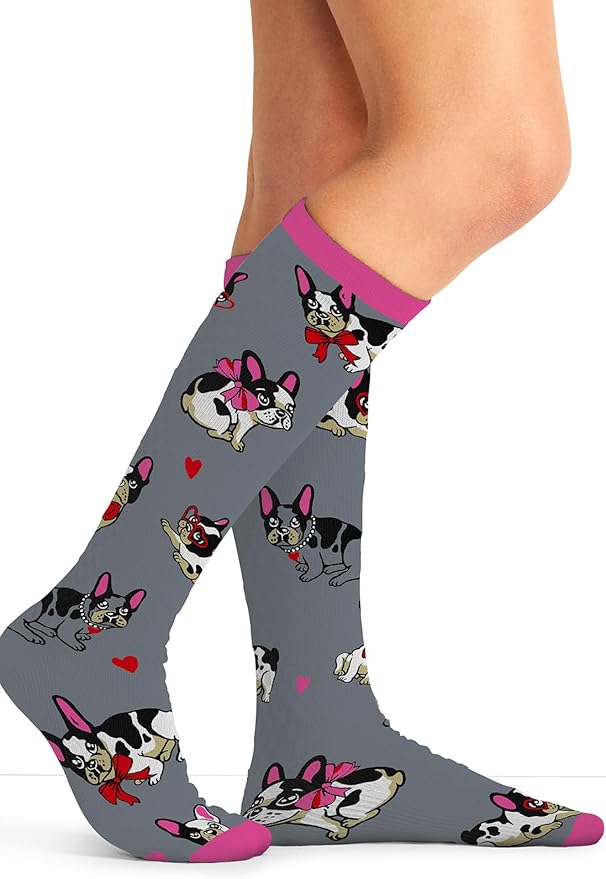 Cherokee Women's 10-15mmHg Compression Socks – Fun Print Knee Highs with Light Support, Soft Feel - PRINTSUPPORT