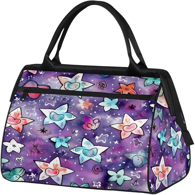Cute Star Overnight Weekender Bag for Women Men Travel Duffel Bags Waterproof Luggage Carry on Sports Yoga Gym Bag