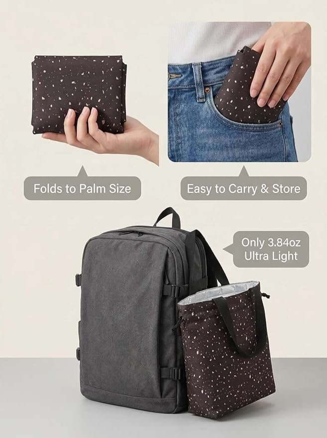 Reusable Small Lunch Bag,Drawstring Lunch Bag,Insulated Handbag Tote bag with Handle (Starry Night Black)