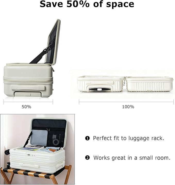 Carry on Luggage 22x14x9 Airline Approved, Hard Shell Carry on Suitcases with Wheels, Top-open Design Luggage with Spinner wheels, Expandable Suitcase with YKK zipper, Lightweight and Durable.