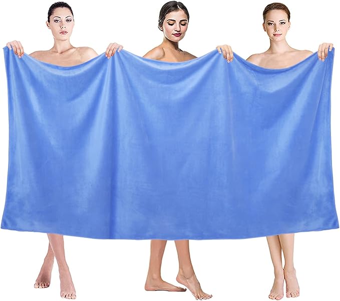 JML Bath Sheet Towels Pack of 2, 40" x 80", Extra Large Microfiber Towel Set for Adult, Soft Super Absorbent Fast Drying for Sauna Hotel Beach Sports Fitness Yoga, Blue