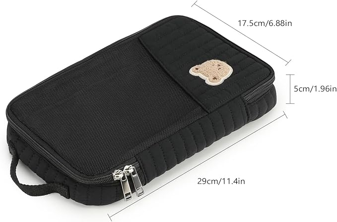 MOMIGO Baby Diaper Bag Organizer Pouches - 2 Pack Waterproof Pod Hanging Diaper Bag Cute Rabbit Bear Mesh Bag Reusable, Washable or Baby Cloth Diapers (Black)