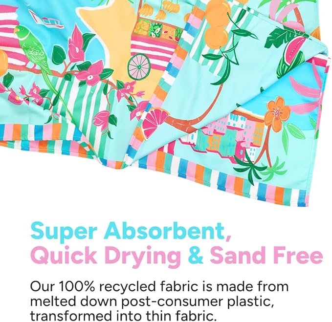 Dock & Bay Beach Towel - Quick Dry, Sand Free - Compact, Lightweight - 100% Recycled - Includes Bag - Sweet Escape - Large (160x90cm, 63x35)