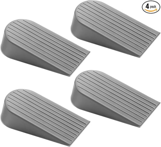 4 Pack Grey Extra Large Door Stopper, High 1.9 inches Big, Prevents Door Gaps & Lock-Outs, Heavy Duty, Sturdy Rubber Stop Wedge