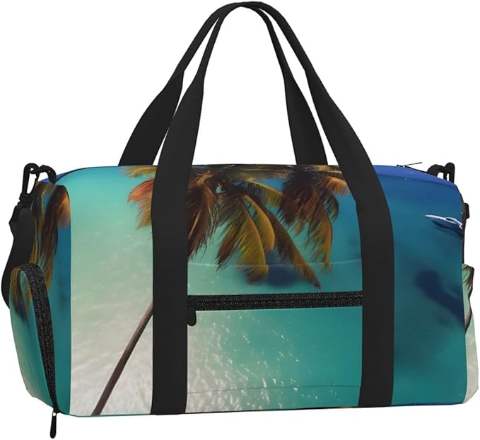 Beach Coconut Sunshine Print Gym Bag with Shoe Compartment for Women Men, 17.7in Sports Duffle Weekender Tote, Overnight Travel Duffel Bag Carry On