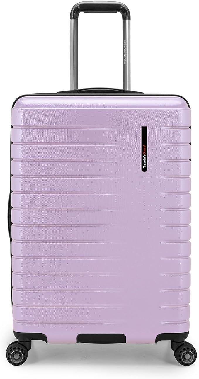 Traveler's Choice Archer Polycarbonate Expandable Luggage with Spinner Wheels, Light Purple, Checked 26-Inch