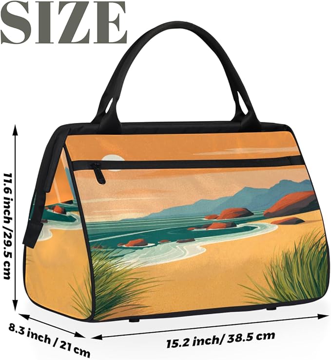 Summer Coastal Sea Waves Overnight Weekender Bag for Women Men Travel Duffel Bags Waterproof Luggage Carry on Sports Yoga Gym Bag