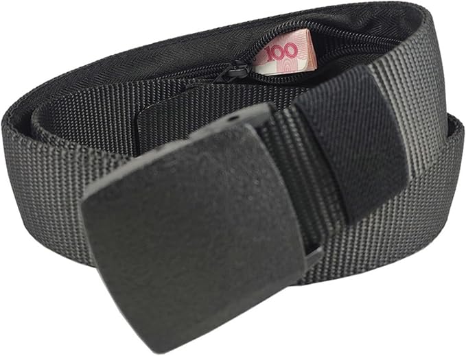Travel Security Money Belt with Hidden Money Pocket - Cashsafe Anti-Theft Wallet Unisex Nickel free Nylon Belt by