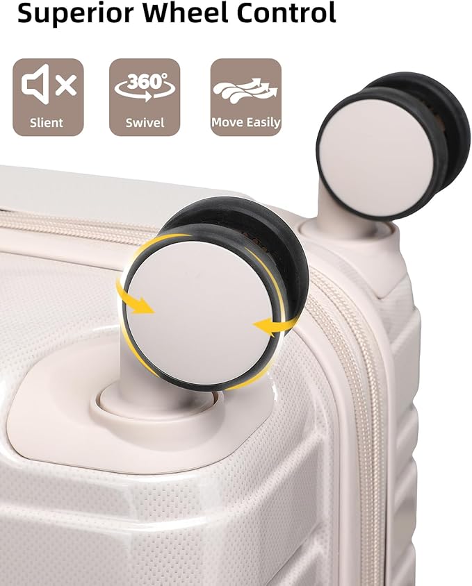 LARVENDER Luggage Sets 6 Piece Hardside Expandable Suitcase with Wheels TSA Lock, PC+ABS Hardshell Lightweight Travel Luggage Sets for Women, Glossy Champagne
