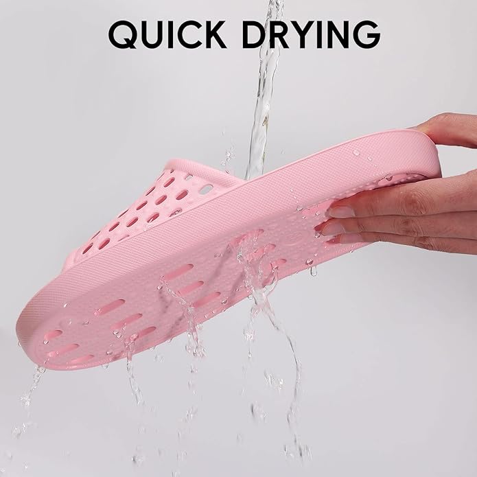 Litfun Shower Shoes for Women Non-Slip Quick Dry Shower Slippers Lightweight Pool Sandals with Drain Holes for College Dorm, Beach, Bathroom & Gym